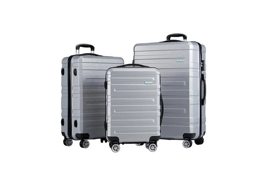 3 Piece Luggage Suitcase Set (Silver)