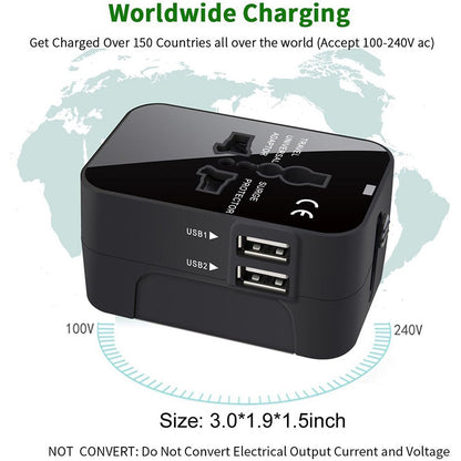 Travel Adapter, Worldwide All in One Universal Travel Adapter Wall Charger AC Power
