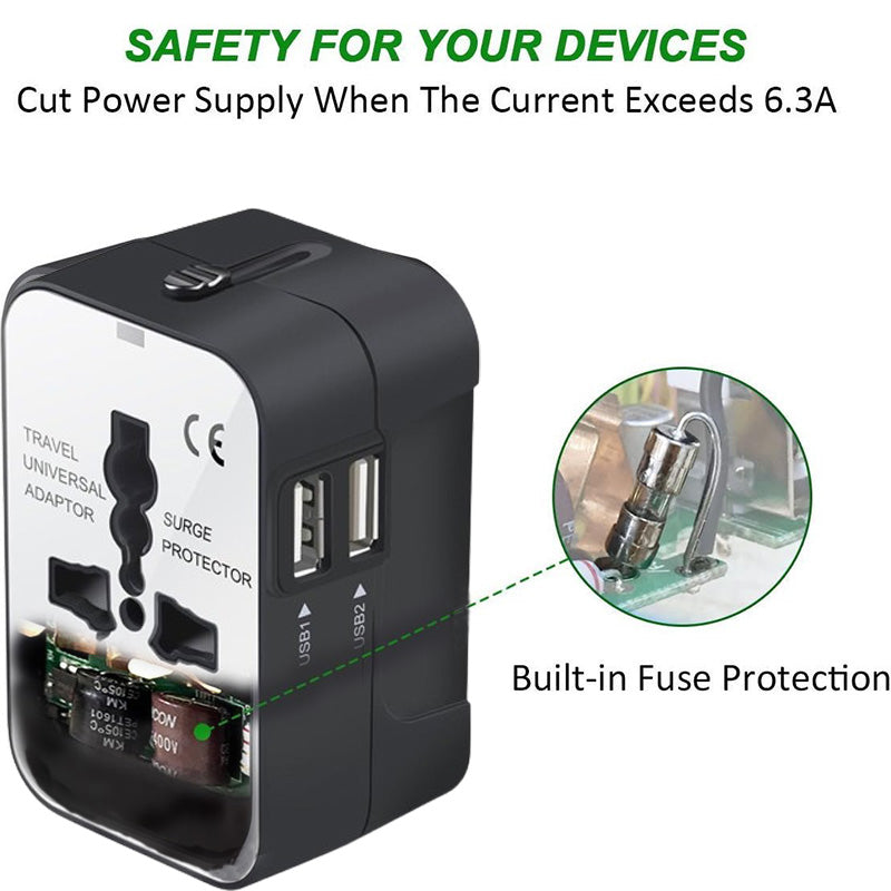 Travel Adapter, Worldwide All in One Universal Travel Adapter Wall Charger AC Power