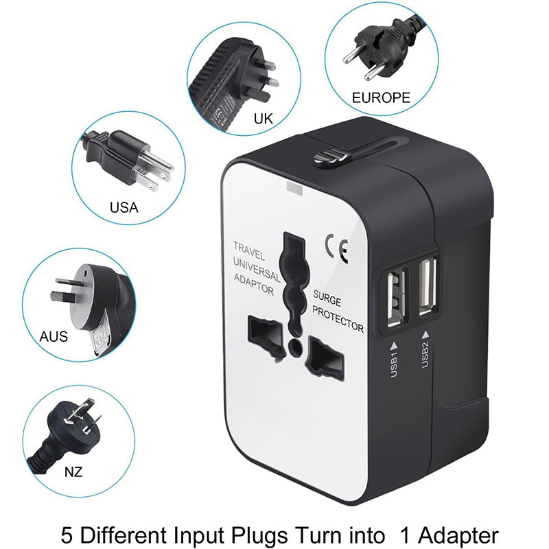 Travel Adapter, Worldwide All in One Universal Travel Adapter Wall Charger AC Power