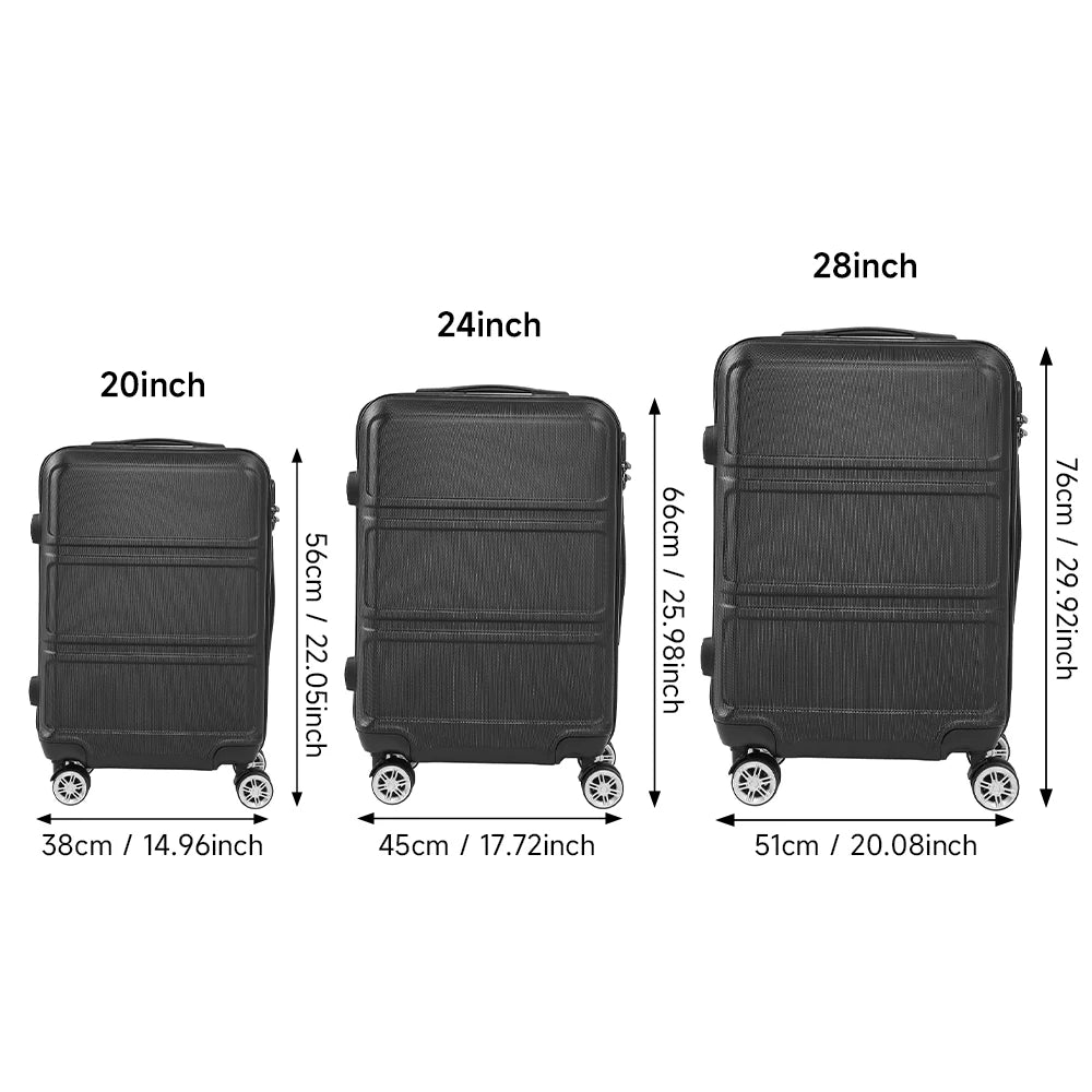 3-Piece Combination Lock for Classic Luggage, Carry-On Luggage Set, 20/24/28 Inch