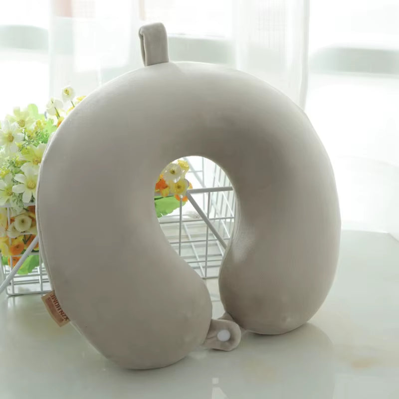Memory Foam Travel Pillow – U-Shaped, Slow Rebound, Solid Color