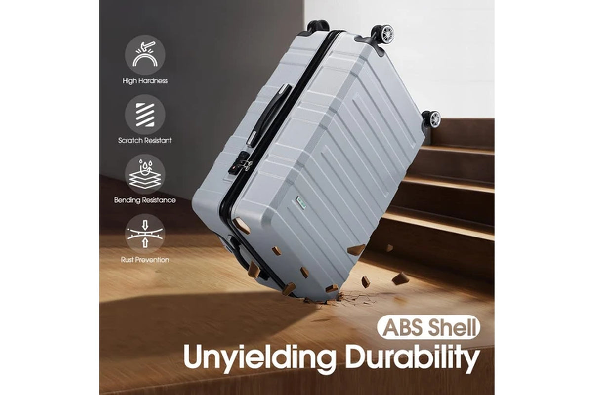 3 Piece Luggage Suitcase Set (Silver)