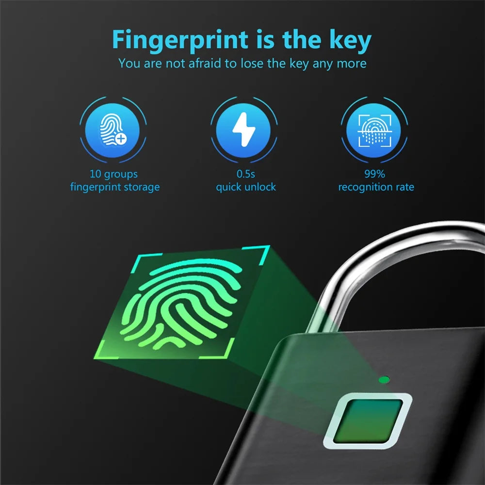Keyless Smart Lock – Zinc Alloy, USB Charging, Anti-Theft Design
