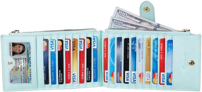 RFID Wallet Women Large Size Bifold Multi Card Wallet Case with Zipper Pocke Credit Card Holder for Women