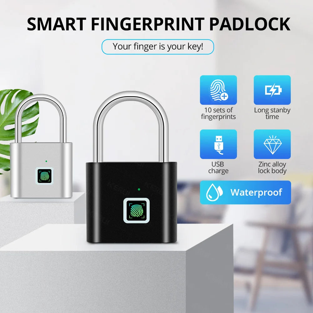 Keyless Smart Lock – Zinc Alloy, USB Charging, Anti-Theft Design