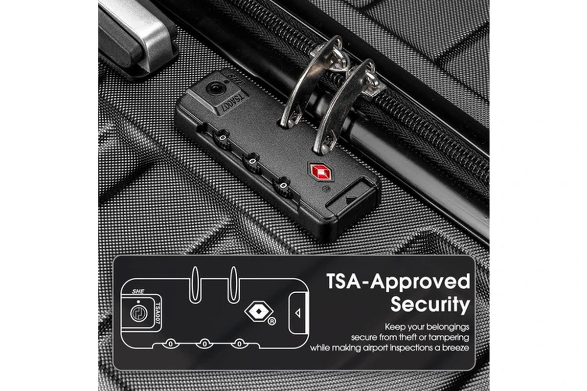 3 Piece Luggage Suitcase Set (Black)