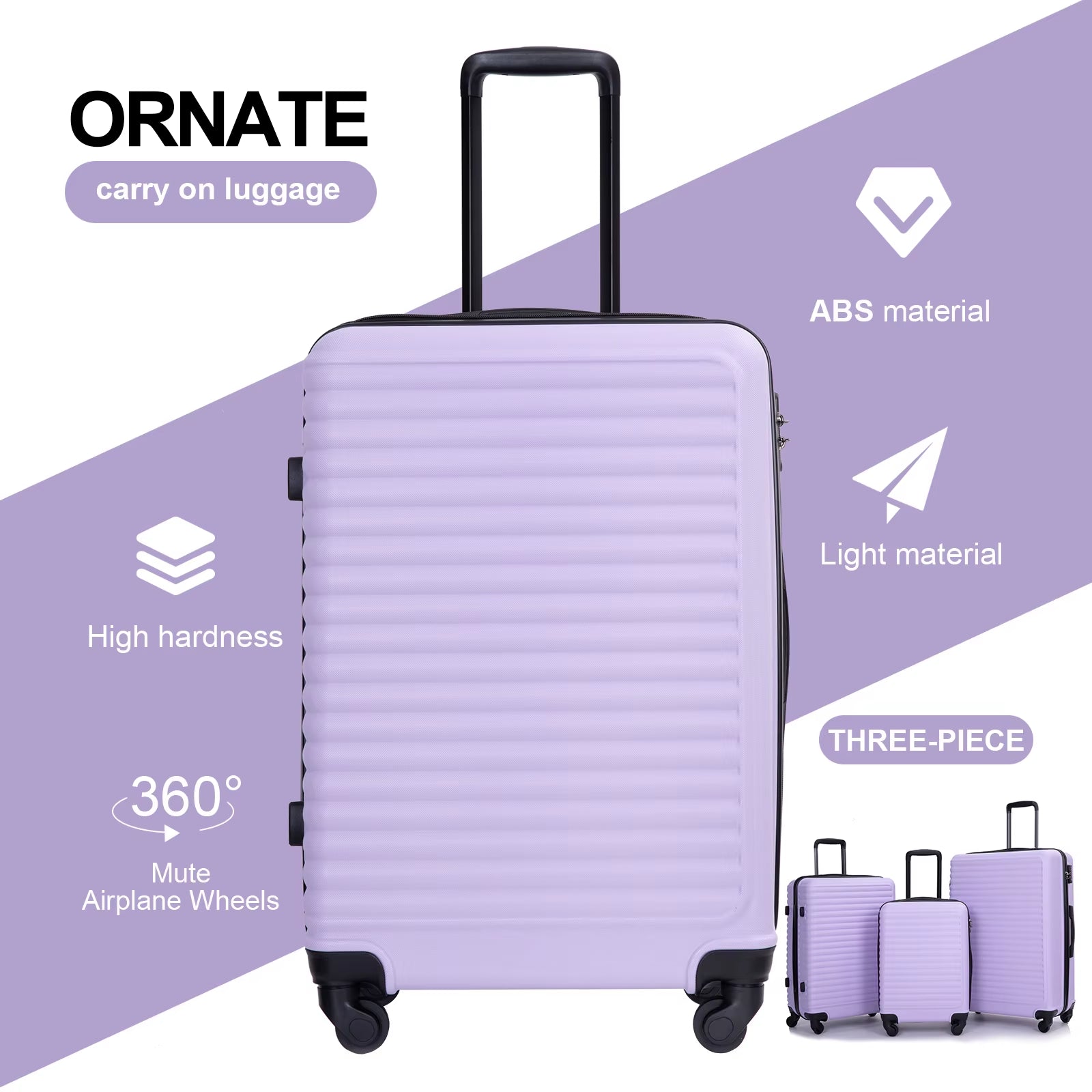 3-Piece Hardside Luggage Set – Lightweight Spinner Suitcases with TSA Lock 20”/24”/28” (Multiple Colors Available)