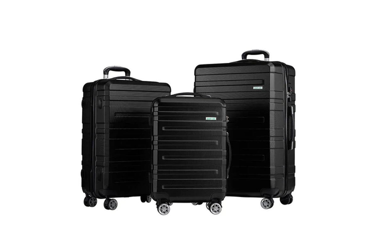 3 Piece Luggage Suitcase Set (Black)