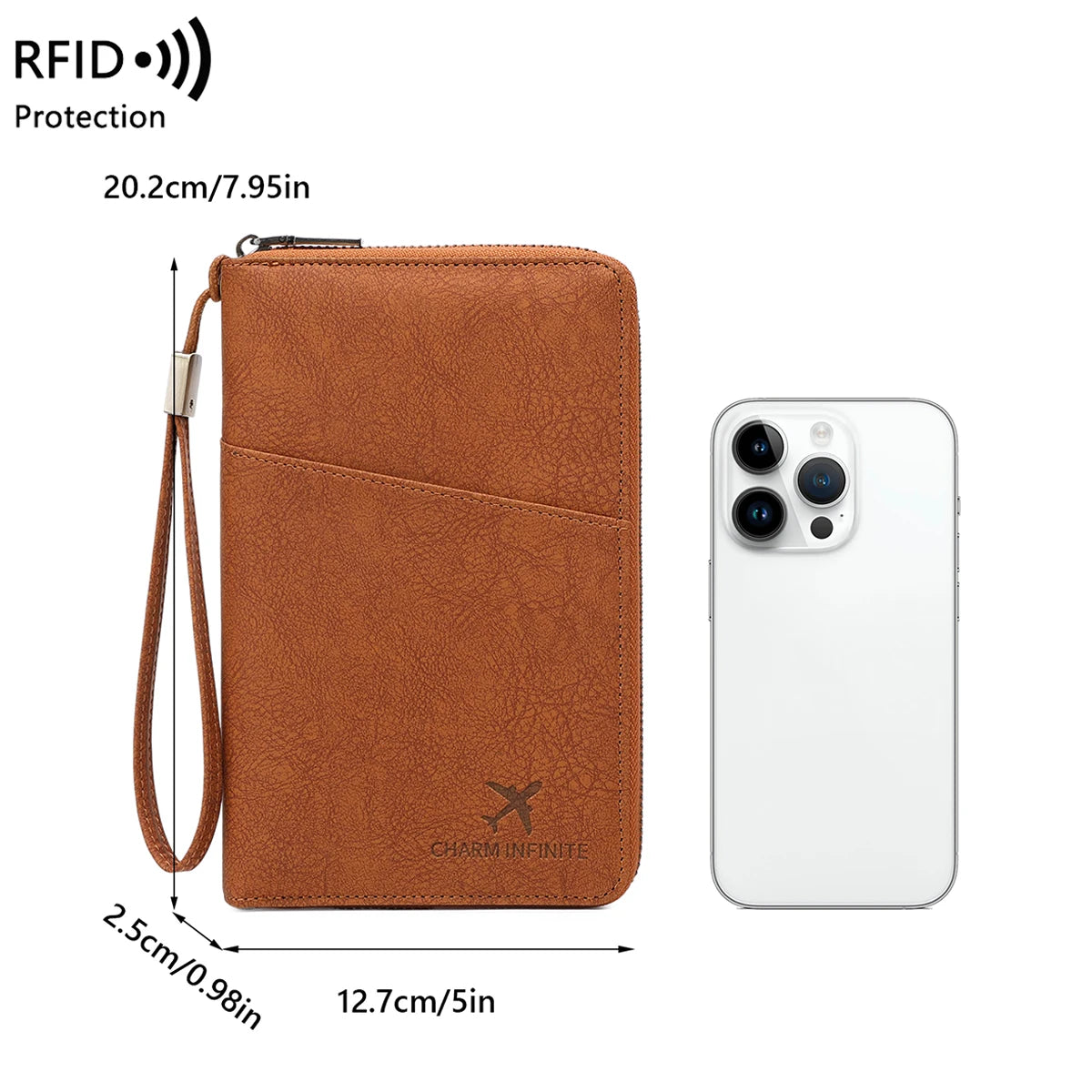 RFID Travel Passport Wallet – Multi-Passport Organizer with Zippered Ticket Storage