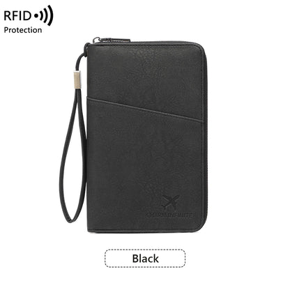 RFID Travel Passport Wallet – Multi-Passport Organizer with Zippered Ticket Storage