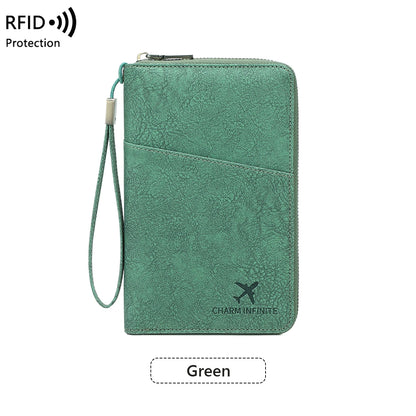 RFID Travel Passport Wallet – Multi-Passport Organizer with Zippered Ticket Storage