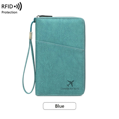 RFID Travel Passport Wallet – Multi-Passport Organizer with Zippered Ticket Storage