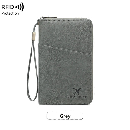 RFID Travel Passport Wallet – Multi-Passport Organizer with Zippered Ticket Storage