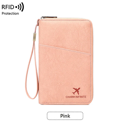 RFID Travel Passport Wallet – Multi-Passport Organizer with Zippered Ticket Storage