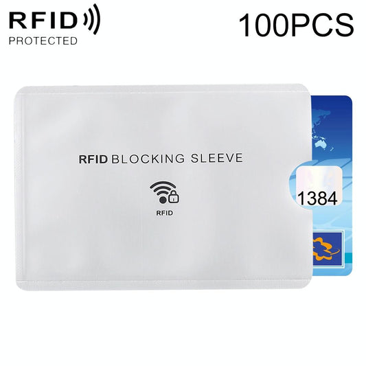100 Rfid Blocking Aluminum Foil Card Sleeves - 9.1 x 6.3cm