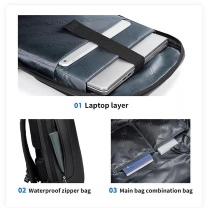 Large Capacity Waterproof Laptop Backpack with Usb Port for Business Travel - Blue