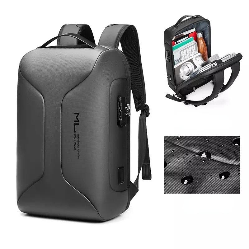 Large Capacity Waterproof Laptop Backpack with Usb Port for Business Travel - Blue