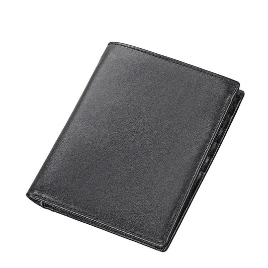 Leather Rfid Passport Wallet - Multi-function - Black