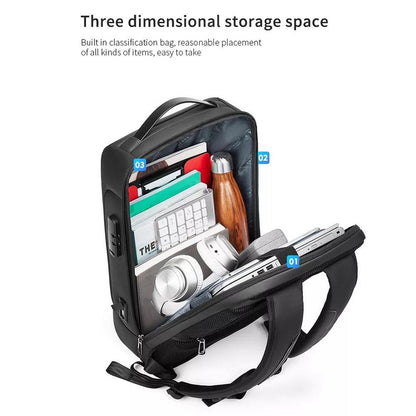 Large Capacity Waterproof Laptop Backpack with Usb Port for Business Travel - Black