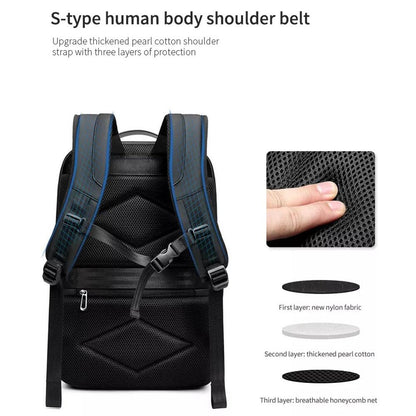 Large Capacity Waterproof Laptop Backpack with Usb Port for Business Travel - Black