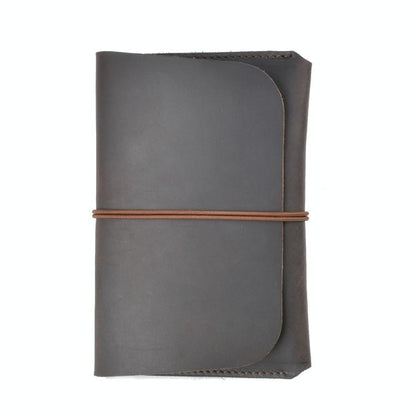 Retro Passport Wallet For Travel Crazy Horse Skin - Grey