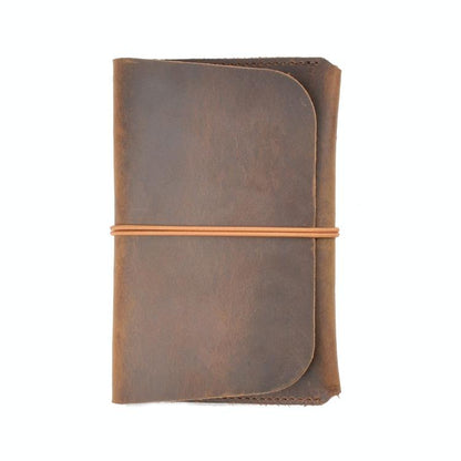 Retro Passport Wallet For Travel Crazy Horse Skin - Grey