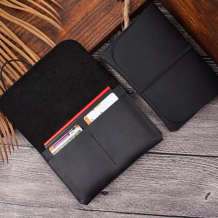 Retro Passport Wallet For Travel Crazy Horse Skin - Grey