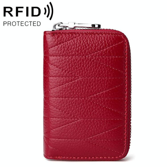 Women Anti Magnetic Leather Rfid Wallet - Wine Red