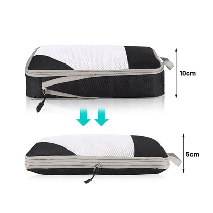 4-piece Set Beige Compression Travel Storage Bags Set, Mesh Travel Organizers for Luggage, Foldable and Space-Saving Packing Cubes