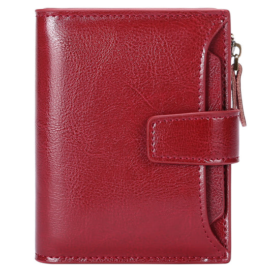 Red Premium Genuine Leather RFID Blocking Women's Wallet - Lightweight, Multi-Functional, and Stylish