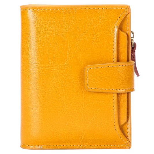 Yellow Premium Genuine Leather RFID Blocking Women's Wallet - Lightweight, Multi-Functional, and Stylish