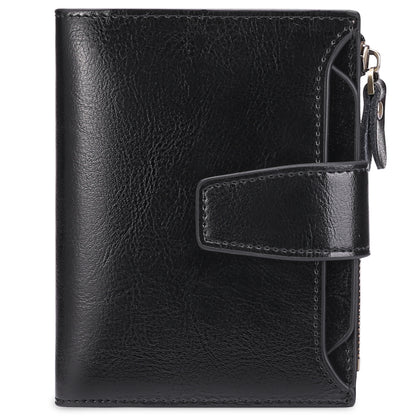 Black Premium Genuine Leather RFID Blocking Women's Wallet - Lightweight, Multi-Functional, and Stylish