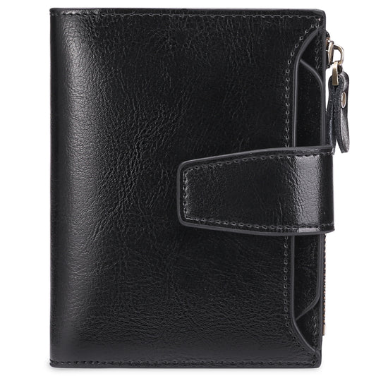 Black Premium Genuine Leather RFID Blocking Women's Wallet - Lightweight, Multi-Functional, and Stylish