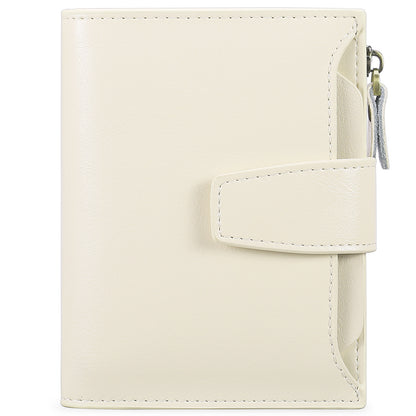 Beige Premium Genuine Leather RFID Blocking Women's Wallet - Lightweight, Multi-Functional, and Stylish