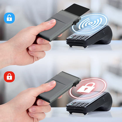 Ultra-Slim Pop-Up Card Holder Wallet with RFID Blocking(Blue + Blue Card Holder)