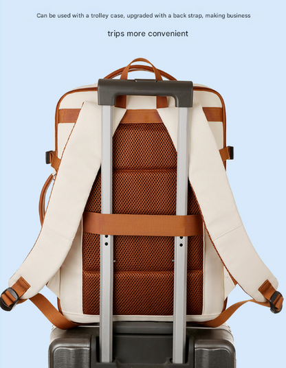 Grey Expandable Laptop Backpack with USB Port - Stylish Travel & Business Daypack