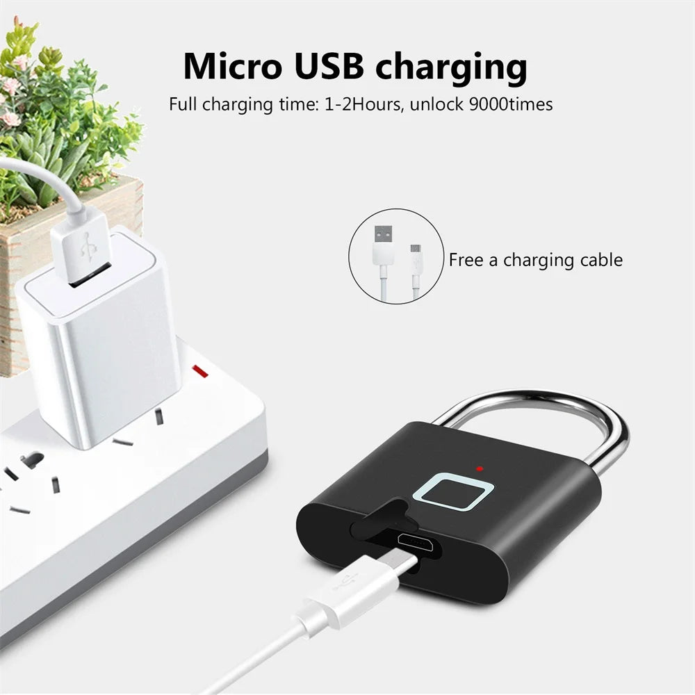 Keyless Smart Lock – Zinc Alloy, USB Charging, Anti-Theft Design