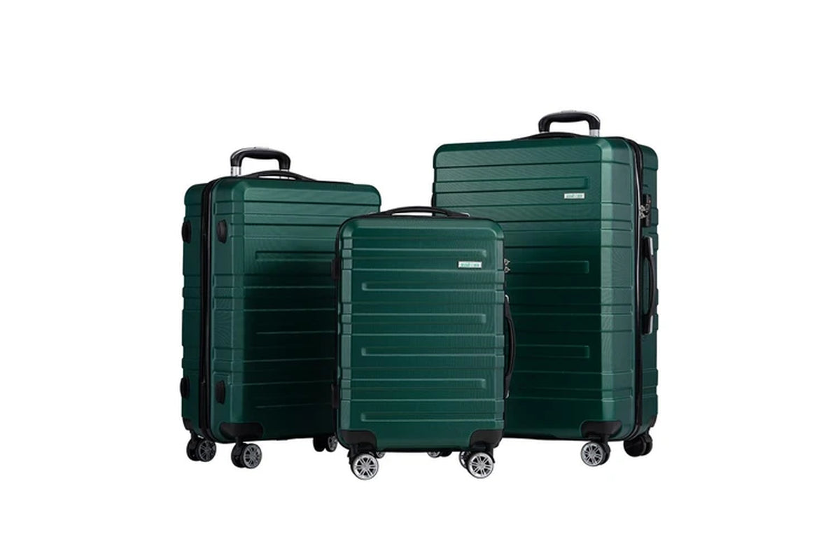 Travel Lust 3 Piece Luggage Suitcase Green