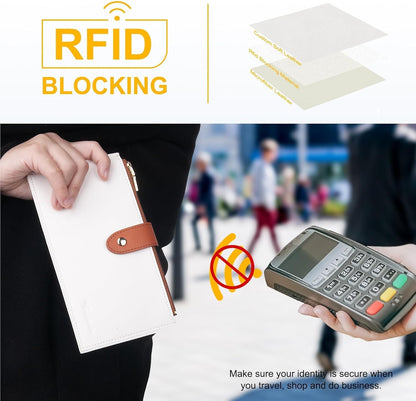 Leather Wallets for Women Slim RFID Blocking Bifold Credit Card Holder Wallet