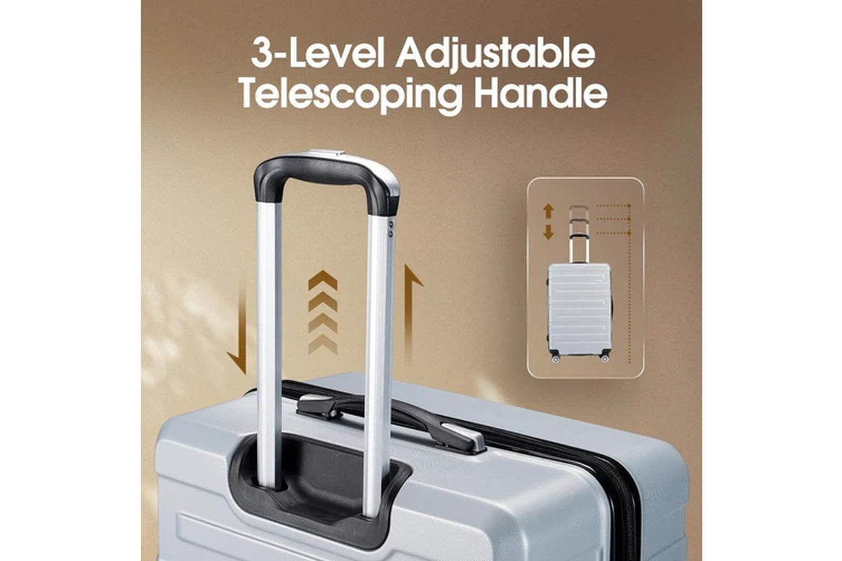 3 Piece Luggage Suitcase Set (Silver)