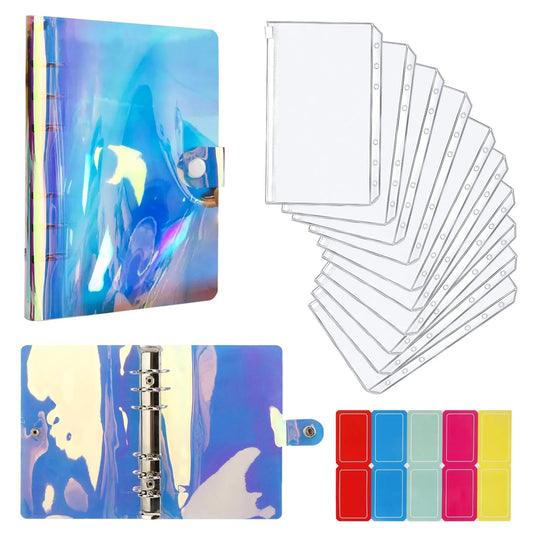 A6 Notebook Binder,  Budget Binder with Cash Envelopes for Budgeting, Refillable 6 Ring Money Saving Binder - Laser