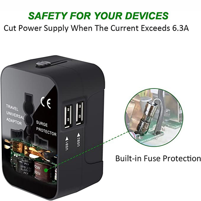 Travel Adapter, Worldwide All in One Universal Travel Adapter Wall Charger AC Power