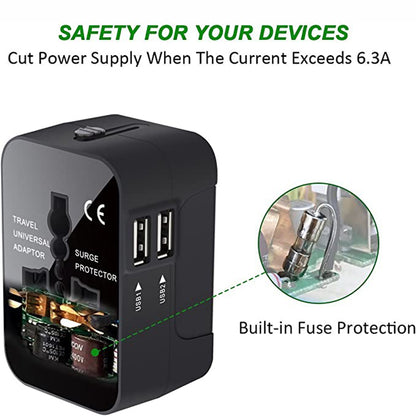 Travel Adapter, Worldwide All in One Universal Travel Adapter Wall Charger AC Power