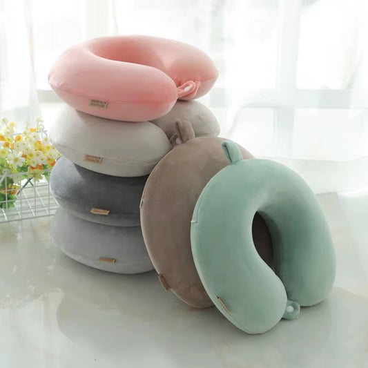 Memory Foam Travel Pillow – U-Shaped, Slow Rebound, Solid Color