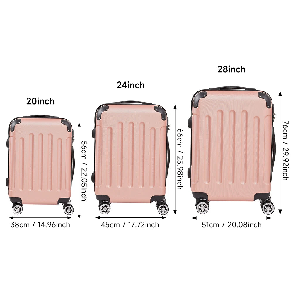 3-Piece Combination Lock for Classic Luggage, Carry-On Luggage Set, 20/24/28 Inch