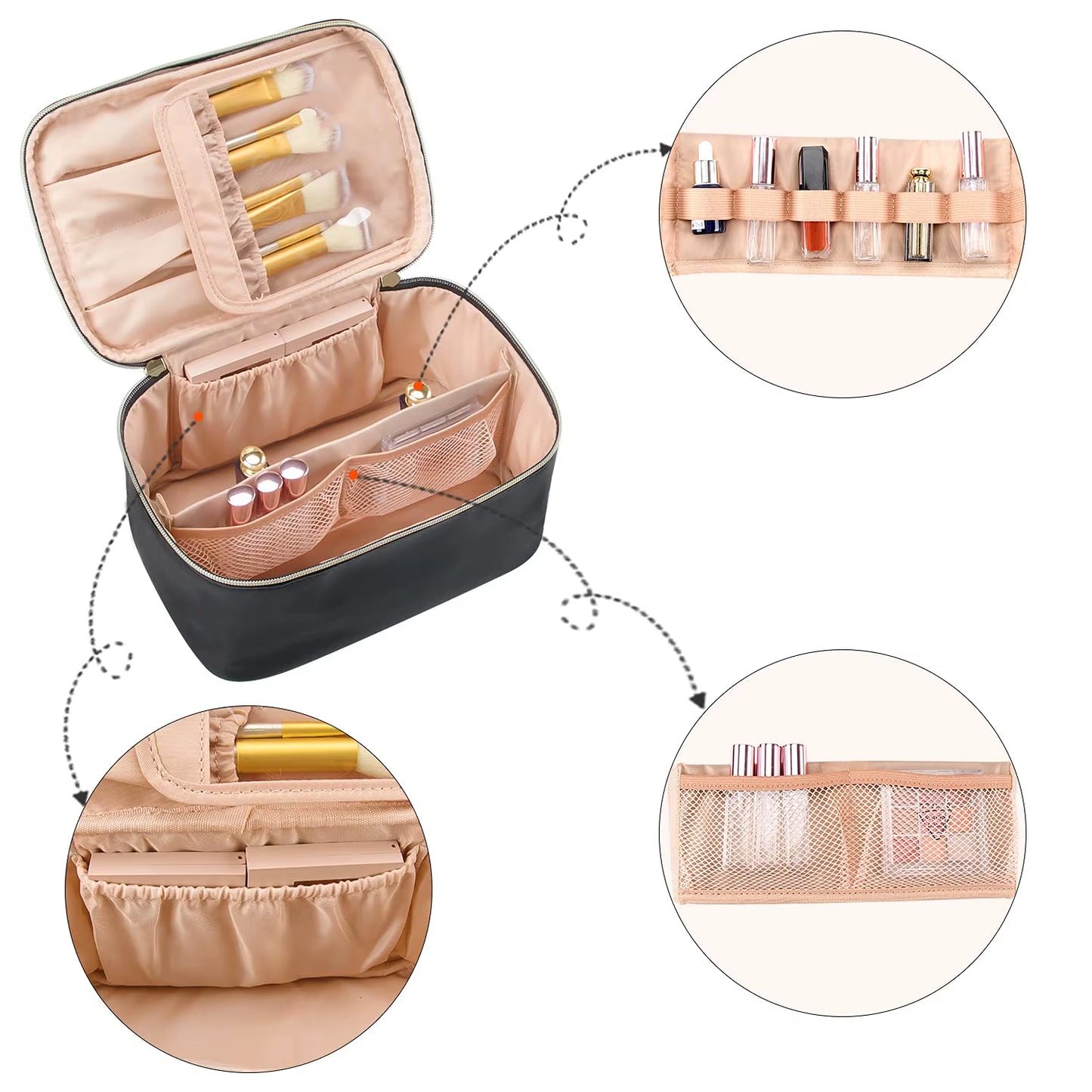 Large Travel Makeup Bag – Portable Cosmetic Organizer for Women