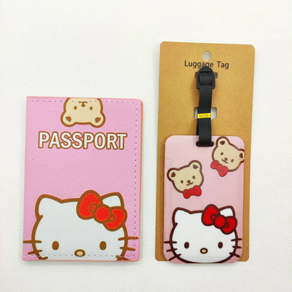 Hello Kitty Travel Set – Cute Passport Cover & Luggage Tag for Girls