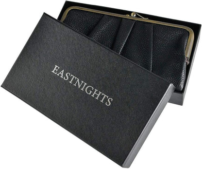 Soft Leather Wallets for Women Compact Bifold RFID Clutch Wallet Ladies Coin Purse with Zipper and Kiss Lock