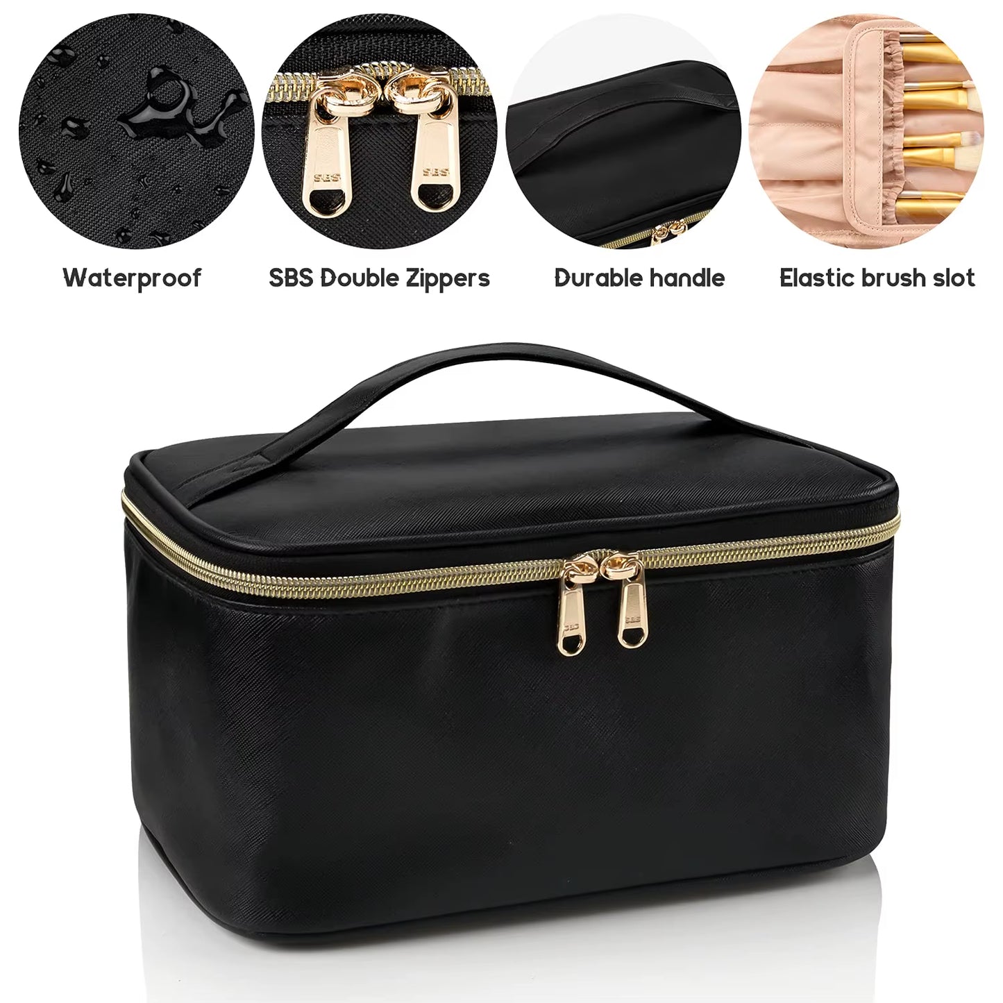Large Travel Makeup Bag – Portable Cosmetic Organizer for Women